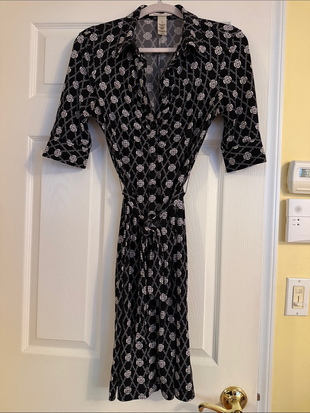 Laundry by Design Black and White Floral Wrap Midi Dress